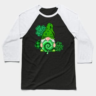 Happy St. Patrick's Day Leopard Tie Dye Shamrock Gnome Baseball T-Shirt